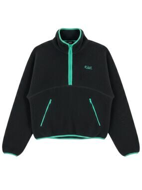 Sporty & Rich Plush Black Fleece Half Zip Pullover Size XS